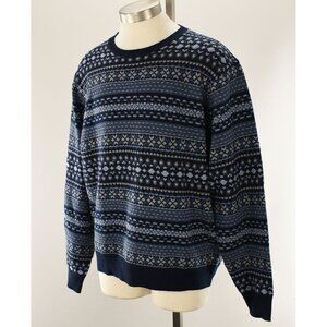 PETER MILLAR Navy Fair Isle BELLOWS Wool Blend Crew Neck Sweater XL NWT